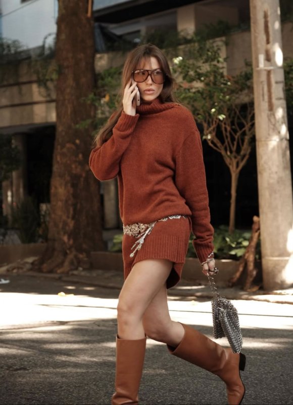 Vestido Em Tricot Com Gola Alta Pecan My Place Bella Novaes