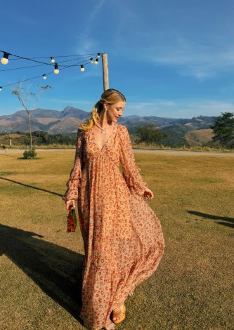 Vestido Longo Ggt Estampa Suzani Maria Filó Débora Latgé