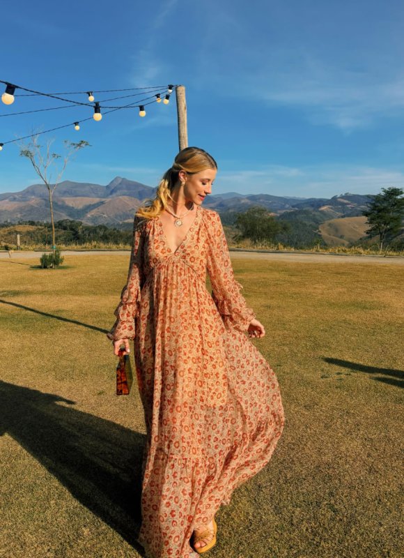 Vestido Longo Ggt Estampa Suzani Maria Filó Débora Latgé