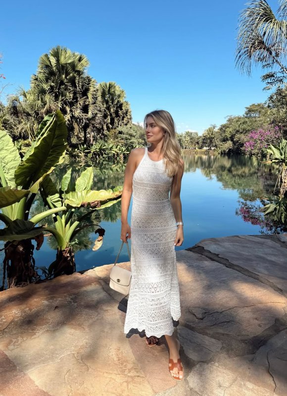 Vestido Tricot Midi Kat Off White Galeria Tricot Teresa Santos